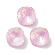 Glass Rhinestone Cabochons, Point Back & Back Plated, Faceted, Square, Light Rose, 10x10x5mm(RGLA-G020-03D-508AM)