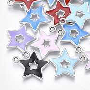 UV Plating Acrylic Pendants, with Enamel, Star, Mixed Color, Platinum, 24x21x3mm, Hole: 2mm(OACR-T005-72P)