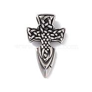 304 Stainless Steel Manual Polishing Pendants, Nordic Viking Freyr Sword Amulet Charms, Antique Silver, 42x26x5mm, Hole: 5.5mm(STAS-G267-23AS)