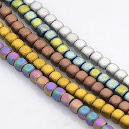 Electroplate Non-magnetic Synthetic Hematite Beads Strands, Cube, Frosted, Mixed Color, 3x3x3mm, Hole: 1mm, about 148pcs/strand, 15.7 inch(G-J212D-M)