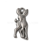 Non-Tarnish 304 Stainless Steel Pendants, Sika Deer Charms, Stainless Steel Color, 20x8x2mm, Hole: 1.4mm(X-STAS-N103-17P)