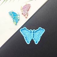 Butterfly Wing DIY Pendant Silicone Molds, Resin Casting Molds, for UV Resin & Epoxy Resin Jewelry Making, Deep Sky Blue, 41x60.5x7.5mm, Hole: 2mm, Inner Diameter: 39x57.5mm(SIMO-C007-05)