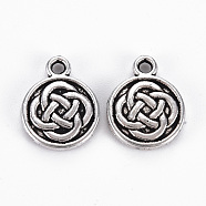 Tibetan Style Alloy lrish Eternity Knot Charms, Cadmium Free & Lead Free, Flat Round, Antique Silver, 15x11.5x2mm, Hole: 1.6mm, about 840pcs/1000g(TIBEP-N008-072AS-RS)