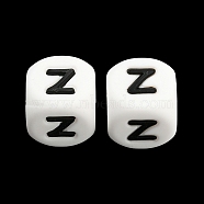 20Pcs White Cube Letter Silicone Beads 12x12x12mm Square Dice Alphabet Beads with 2mm Hole Spacer Loose Letter Beads for Bracelet Necklace Jewelry Making, Letter.Z, 12mm, Hole: 2mm(JX432Z)