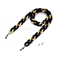 Eyeglasses Chains, Neck Strap for Eyeglasses, with Acrylic Curb Chains, 304 Stainless Steel Lobster Claw Clasps and Rubber Loop Ends, Gold, 31.89 inch(81cm)(AJEW-EH00215-02)