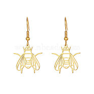 304 Stainless Steel Dangle Earrings, Hollow Insect, Real 18K Gold Plated, No Size(ZJ9451-1)