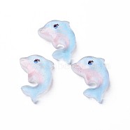 Transparent Epoxy Resin Cabochons, with Glitter Powder, Dolphin, Light Sky Blue, 17x24x7mm(CRES-S365-42)