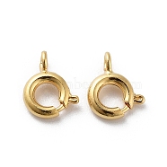 Brass Spring Ring Clasps, Real 18K Gold Plated, 8x5.5x1.5mm, Hole: 1.4mm(KK-G479-01A-G)