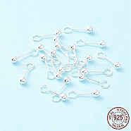 925 Sterling Silver Stud Earring Findings, Ball, Silver, 17x4mm, Hole: 3.4mm, Pin: 0.7mm(STER-P047-04C-S)