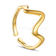 SHEGRACE 925 Sterling Silver Cuff Rings, Open Rings, with Heartbeat, Size 8, Golden, 18mmPacking Size: 53x53x37mm(JR542A)