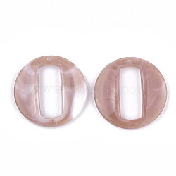 Acrylic Pendants, Imitation Gemstone Style, Flat Round, Rosy Brown, 39x39.5x7mm, Hole: 1.5mm, about 112pcs/500g(OACR-S021-04G)