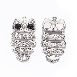 Alloy Resin Owl Big Pendants, Antique Silver, 87x39x2mm, Hole: 4mm(TIBEP-M001-24)