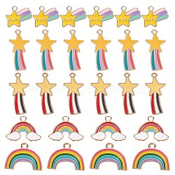 Nbeads 60Pcs 5 Style Alloy Enamel Pendants, Rainbow & Meteor & Shooting Star, Light Gold, Mixed Color, 12pcs/Style(ENAM-NB0001-41LG)