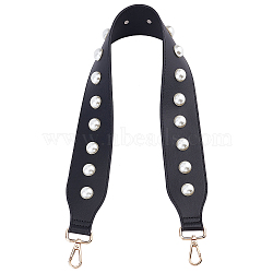 Fiber Bag Straps, Bag Accessories, with ABS Plastic Pearl Cabochons and Alloy Swivel Clasps, Black, 70x5.05x1cm(DIY-WH0304-281)