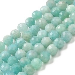 Natural Amazonite Beads Strands, Round, Faceted, Grade A, 6mm, Hole: 0.8mm, about 63pcs/strand, 15.55''(39.5cm)(G-E608-A03)
