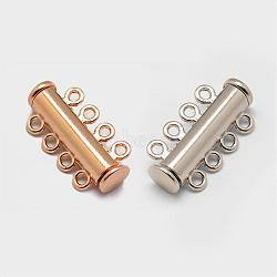 Alloy Magnetic Slide Lock Clasps, 4-Strand, 8-Hole, Tube, Mixed Color, 25x13.5x7mm, Hole: 2mm(PALLOY-P103-03)