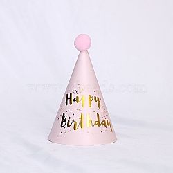 Paper Party Hats, with Pompon and Polyester, with Pvc Rope, Birthday Gifts, for Girl Birthday Party Supplies, Word, 160x110mm(AJEW-WH0182-84B)
