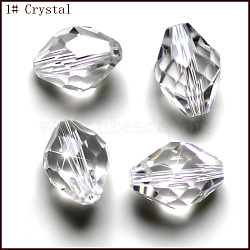 Imitation Austrian Crystal Beads, Grade AAA, Faceted, Bicone, Clear, 8x11mm, Hole: 0.9~1mm(SWAR-F054-11x8mm-01)