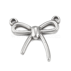 304 Stainless Steel Pendants, Hollow, Bowknot Charm, Stainless Steel Color, 18.5x18x2.5mm, Hole: 1mm(X-STAS-F287-42P)