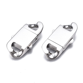 304 Stainless Steel Clasps, Oval, Stainless Steel Color, 32.5x17x5.5mm, Hole: 4.5x6mm