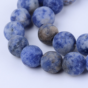 Natural Blue Spot Jasper Beads Strands, Frosted, Round, 6~6.5mm, Hole: 1mm, about 63pcs/strand, 15.5 inch