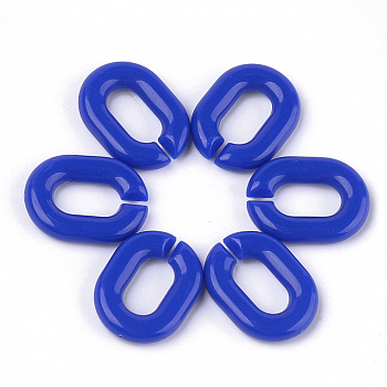 Acrylic Linking Rings, Quick Link Connectors, For Jewelry Chains Making, Oval, Blue, 19x14x4.5mm, Hole: 11x5.5mm, about 680pcs/500g