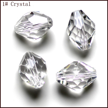 Imitation Austrian Crystal Beads, Grade AAA, Faceted, Bicone, Clear, 8x11mm, Hole: 0.9~1mm