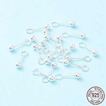 925 Sterling Silver Stud Earring Findings, Ball, Silver, 17x4mm, Hole: 3.4mm, Pin: 0.7mm