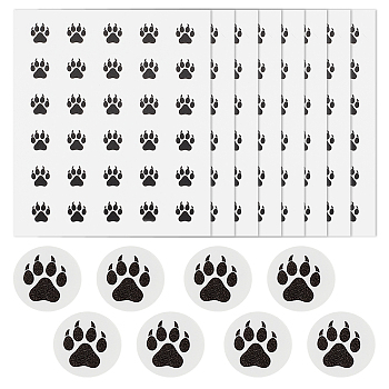 Customized Round Dot PVC Decorative Stickers, Waterproof Self-Adhesive Decals for Daily Plan, DIY Scrapbooking, Paw Print, 100x85mm, Sticker: 12.5x12.5mm