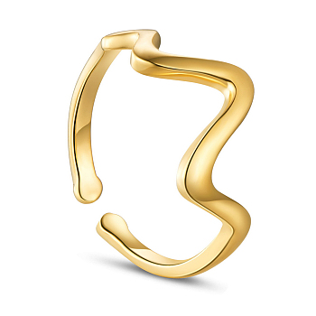 SHEGRACE 925 Sterling Silver Cuff Rings, Open Rings, with Heartbeat, Size 8, Golden, 18mmPacking Size: 53x53x37mm