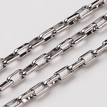 3.28 Feet 304 Stainless Steel Box Chains, Unwelded, Stainless Steel Color, 2x2mm