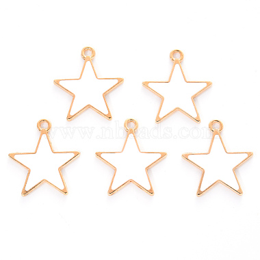 Pink White Star Alloy+Enamel Pendants