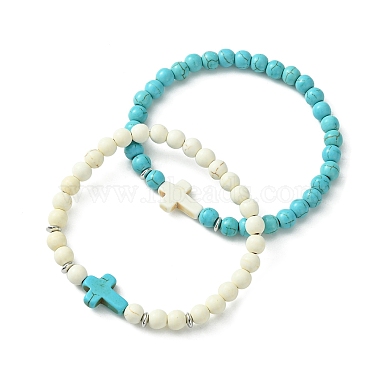 Mixed Color Cross Synthetic Turquoise Bracelets