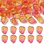 50Pcs Autumn Theme Two-Tone Transparent Glass Charms, Leaf, Orange, 13.5x10.5x3.5mm, Hole: 1.2mm(GLAA-YW0004-11B)