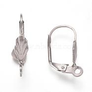 Stainless Steel Leverback Earring Findings, with Loop, 18.5x10mm, Pin: 0.7mm, Hole: 2mm(X-STAS-E007-5)