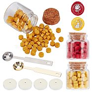 CRASPIRE DIY Wax Seal Stamp Kits, Including Sealing Wax Particles, Candle, Stainless Steel Spoon, Iron Handle Wax Sealing Stamp Melting Spoon, Glass Jar Glass Bottle, Mixed Color, Sealing Wax Particles: 9mm, 2 colors, 90pcs/color, 180pcs(DIY-CP0003-85)