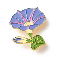 Morning Glory Flower Enamel Pin, Dainty Flower Iron Enamel Brooch for Backpack Clothes, Golden, Cornflower Blue, 45.5x37.5x9.5mm(JEWB-C012-08A)