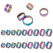 18Pcs 9 Size 201 Stainless Steel Grooved Finger Ring Settings, Ring Core Blank, for Inlay Ring Jewelry Making, Rainbow Color, US Size 5~13(15.7~22.2mm), Groove: 7mm, 2Pcs/size(STAS-UN0049-69MC)