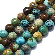 Natural Turquoise Beads Strands, Round, 10mm, Hole: 1mm, about 37~39pcs/strand, 15.35~15.75''(39~40cm)(G-K245-A16-05)