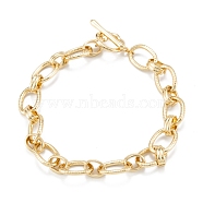 Brass Link Bracelets, Long-Lasting Plated, Oval, Real 18K Gold Plated, 8-7/8 inch(22.4cm)(X-BJEW-K221-01G)