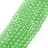 Glass Round Bead Strands, Light Green, 6mm, Hole: 1mm, about 50pcs/strand, 11 inch(X-GLAA-I028-6mm-10)