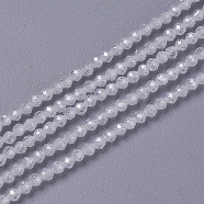 Cubic Zirconia Beads Strands, Faceted, Round, White, 1.5~2x2mm, Hole: 0.2mm, about 178~186pcs/strand, 15~15.5 inch(37.5~38.5cm)(G-F596-48I-2mm)