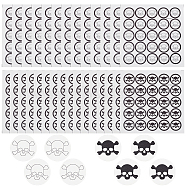 Olycraft 26 Sheets 2 Styles PVC Plastic Waterproof Stickers, Dot Round Self-adhesive Decals, for Helmet, Laptop, Cup, Suitcase Decor, Skull Pattern, 195x195mm, 25pcs/sheet, 13 sheets/style(DIY-OC0004-24A)