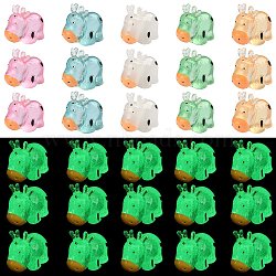 30Pcs 5 Colors Luminous Resin Home Display Decorations, Glow in the Dark, 3D Cow, Mixed Color, 29x15x22.5~23mm, 6pcs/color(RESI-SZ0003-23)
