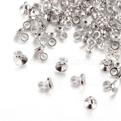 Brass Bead Cap Pendant Bails, for Globe Glass Bubble Cover Pendant Making, Platinum, 4x4mm, Hole: 1.5mm(KK-R037-151P)