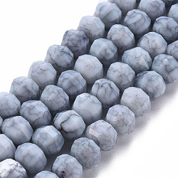 Opaque Baking Painted Crackle Glass Beads Strands, Faceted, Rondelle, Dark Gray, 8x6.5mm, Hole: 1.2mm, about 50pcs/strand, 12.8 inches(32.5cm)(EGLA-S174-20G)