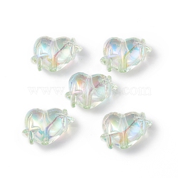 Transparent Acrylic Beads, AB Color Plated, Heart with Star, Honeydew, 14.5x19.5x10mm, Hole: 2mm(OACR-B005-01H)