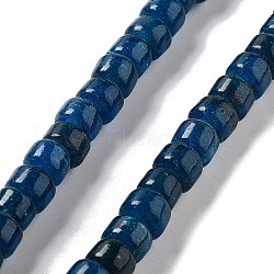 Handmade Lampwork Beads, Column, Prussian Blue, 10.5~11x8~8.5mm, Hole: 3.5mm, about 80pcs/strand, 25.39''(64.5cm)(LAMP-Z008-11H)