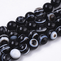 Tibetan Style 1-Eye dZi Beads, Natural Agate Beads Strands, Dyed, Round, 10~11mm, Hole: 1.5mm, about 38pcs/strand, 15.28 inch(38.8cm)(G-N326-13B-01)