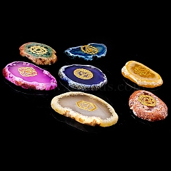 Chakra Natural Agate Nuggets Stone, Pocket Palm Stone for Reiki Balancing, Home Display Decorations, Mixed Color, 30~50x5mm, 7pcs/set(PW-WG57447-08)